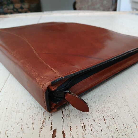 Vtg SCULLY Brown Leather Briefcase Planner Portfolio 3 Ring Binder Handles 13x11 - Picture 6 of 16